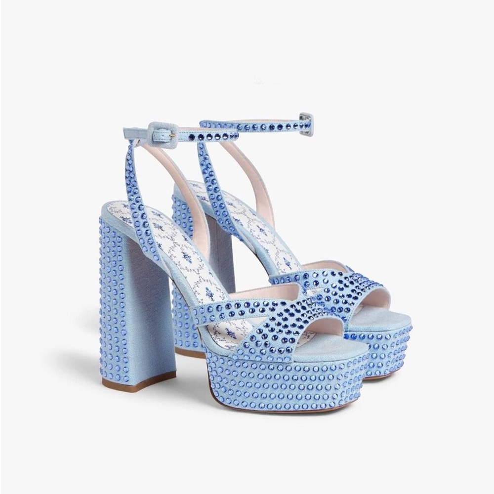 Hill House Home Blue Rhinestone Platform Heels, Size 41